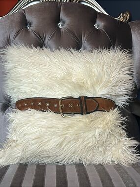 🤎👢 Brown Suede Grommet Accent Belt 🌟✨